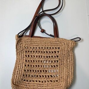 Stylish Tan Woven Tote Bag